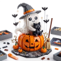 Zestaw Klocki Halloween Dynia z Duchem i Czarnym Kotem
