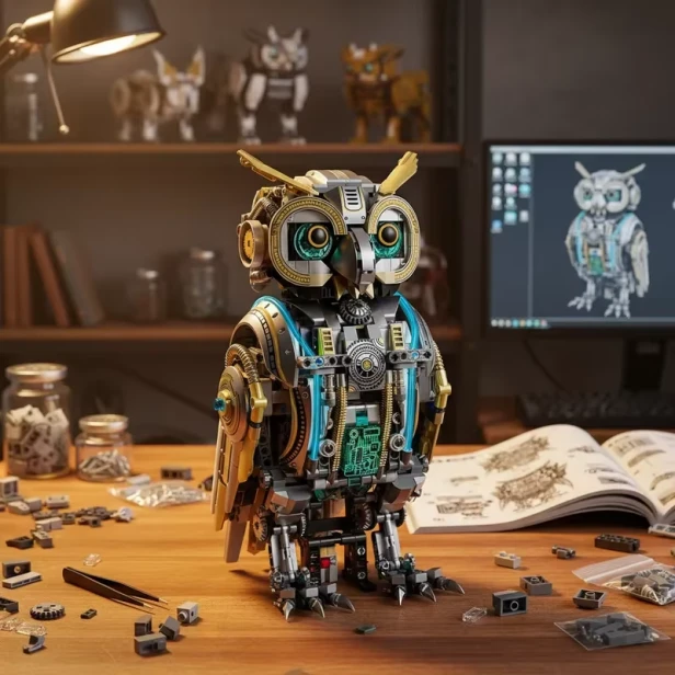 Zestaw Klocki Techniczne Cyber Sowa Robot 1296 Elementów