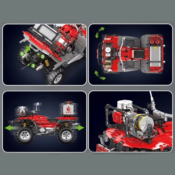Klocki Zestaw Mould King 23003 Quad ATV Strażacki RC 2100 Elementów